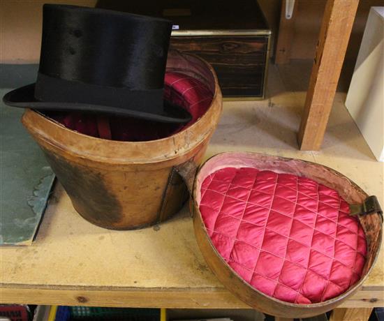 Leather hat box and hat